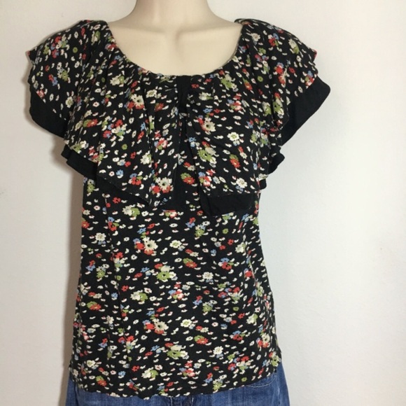 Anthropologie Ric Rac Blooming Corona Floral Ruffle Top Sleevless - Picture 2 of 8